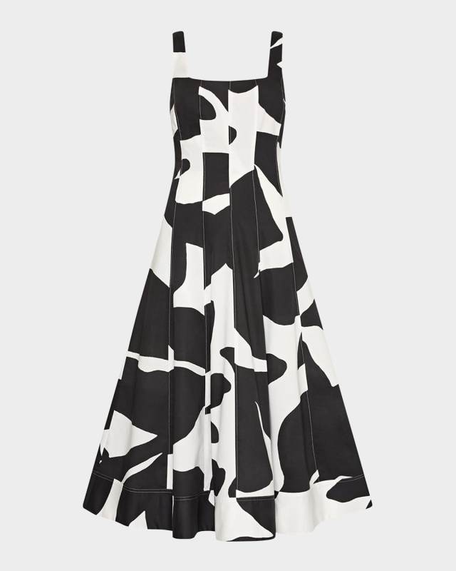 Grand Foliage Cotton Poplin Midi Dress